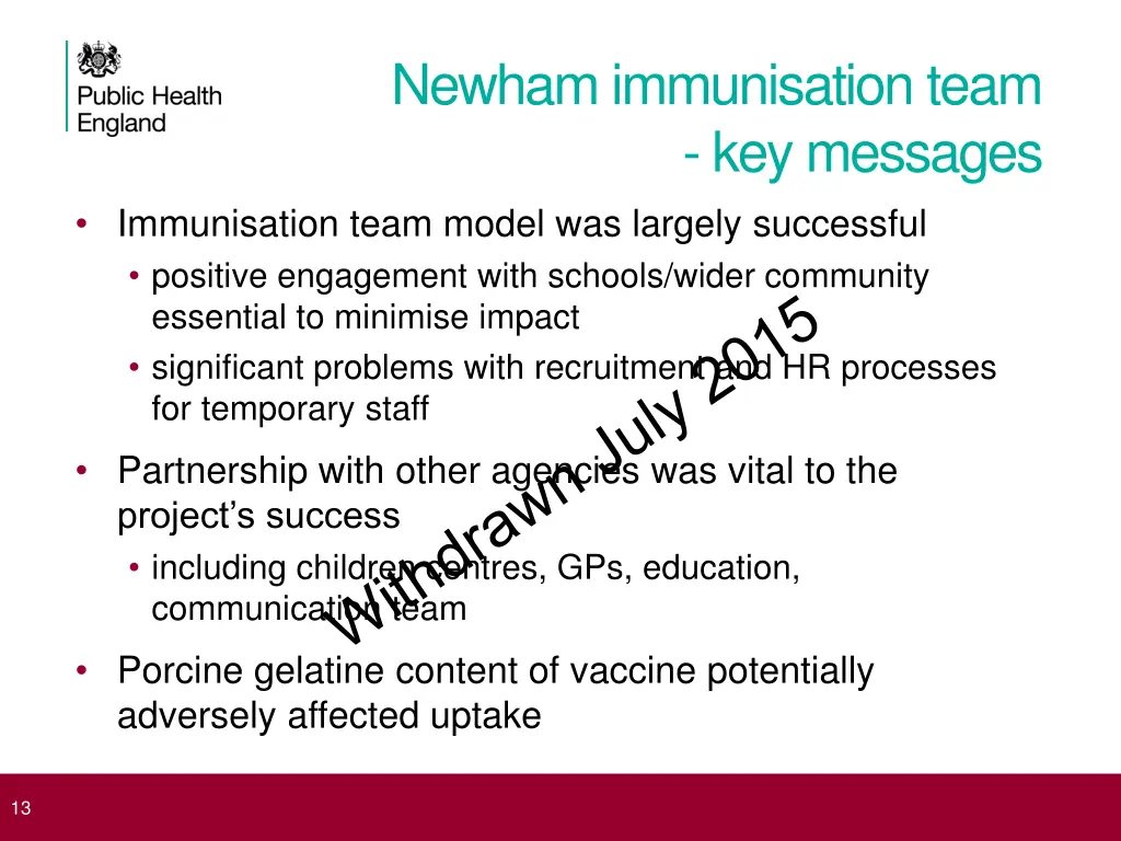 newham immunisation team key messages