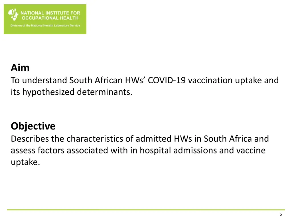 aim to understand south african hws covid