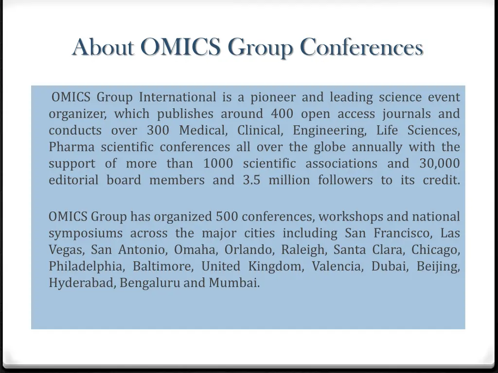 about omics group conferences