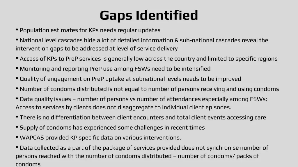 gaps identified