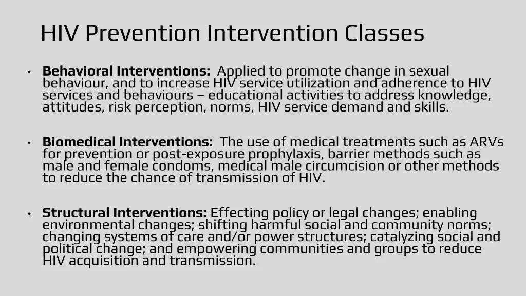 hiv prevention intervention classes