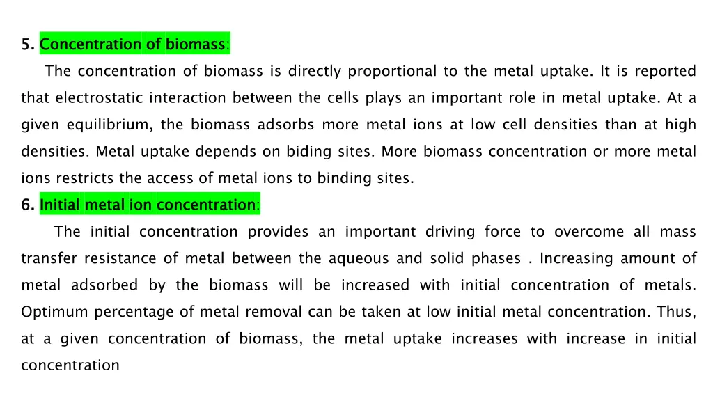 5 5 concentration the concentration of biomass