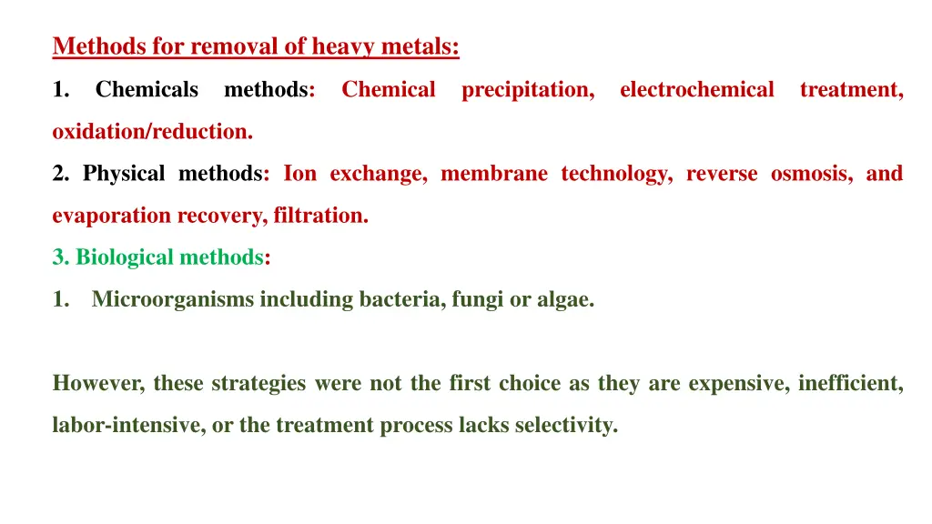 methods for removal of heavy metals