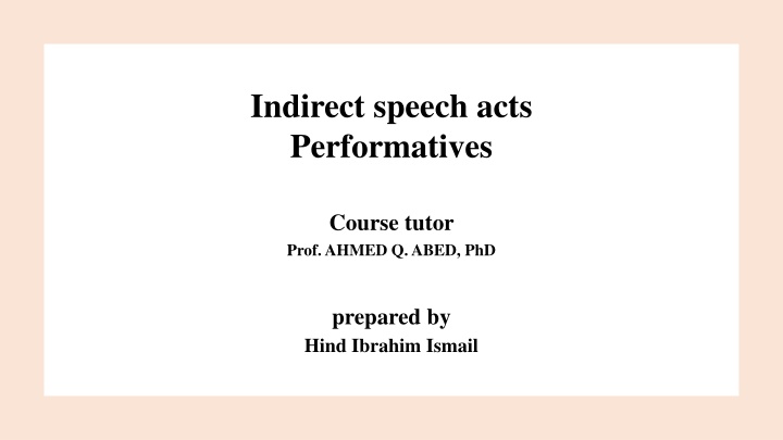 indirect speech acts performatives