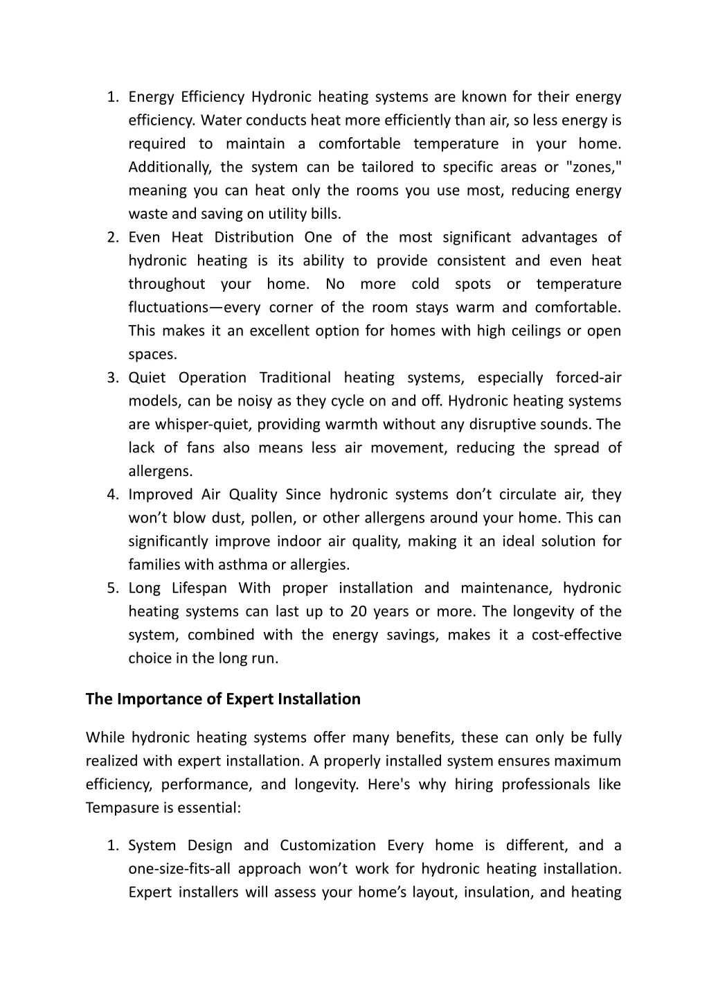 1 energy efficiency hydronic heating systems