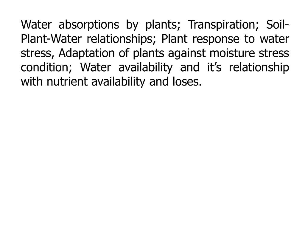 water absorptions by plants transpiration soil