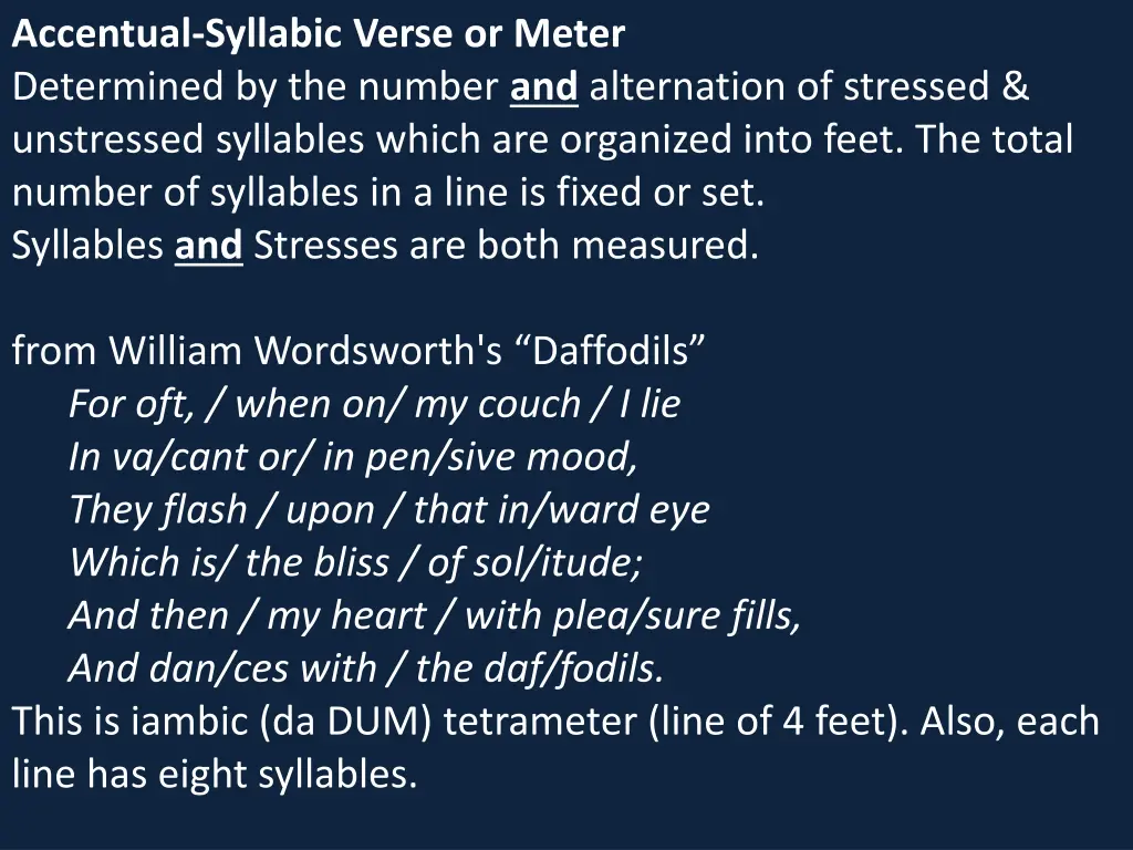 accentual syllabic verse or meter determined