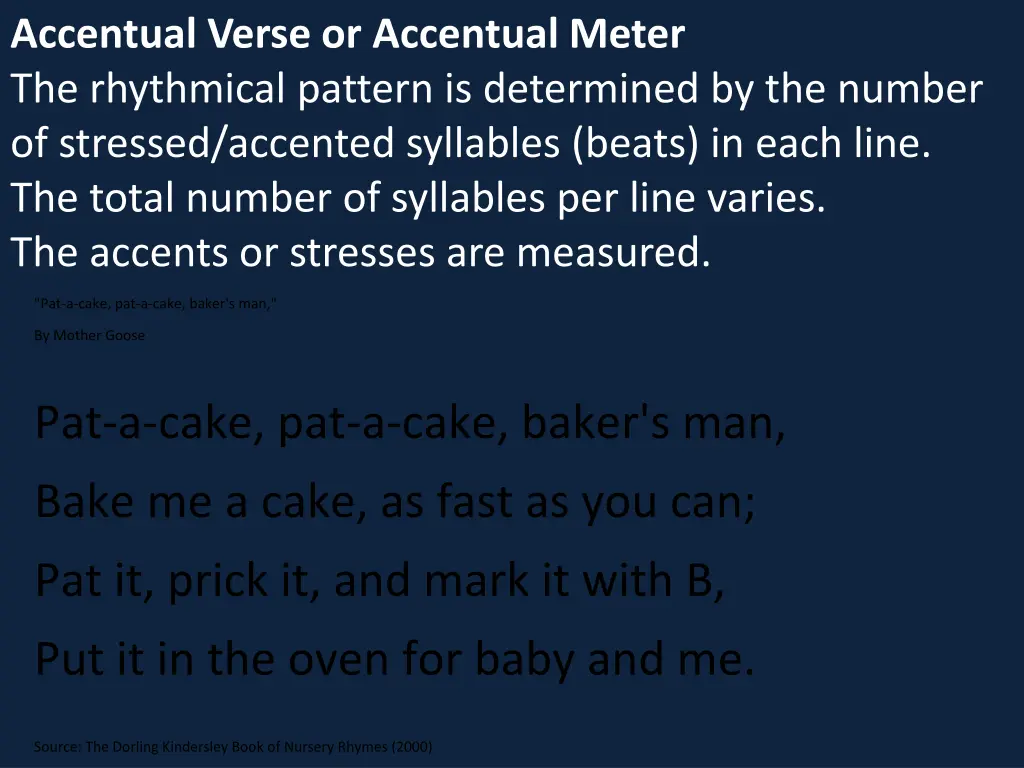 accentual verse or accentual meter the rhythmical