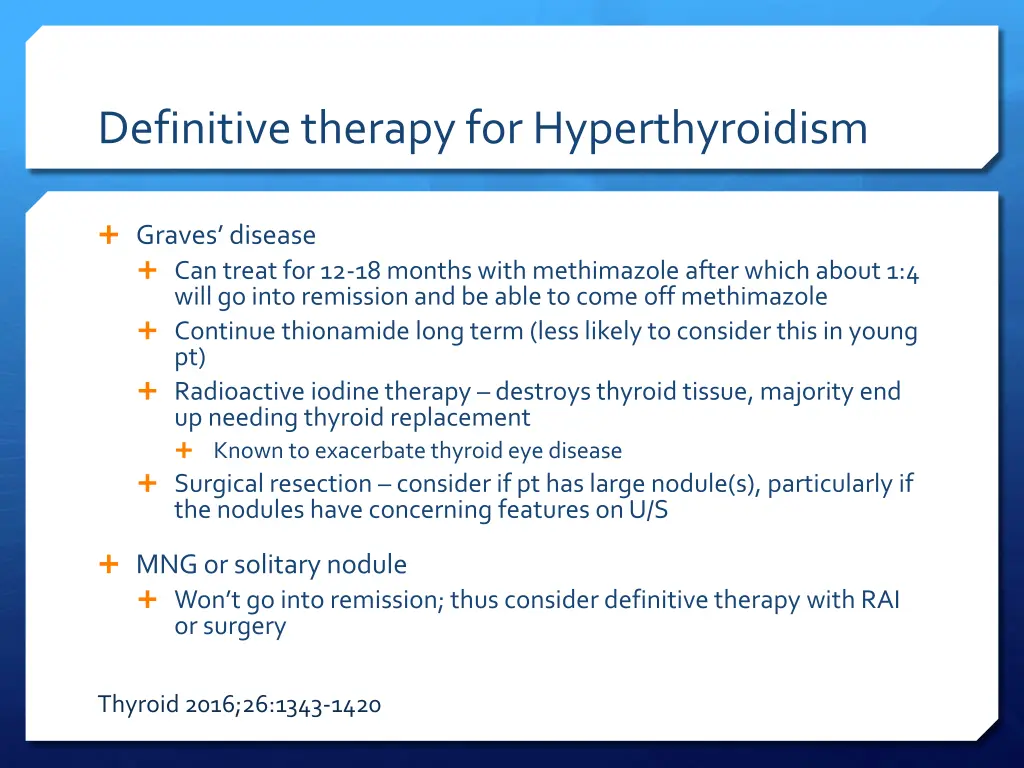 definitive therapy for hyperthyroidism