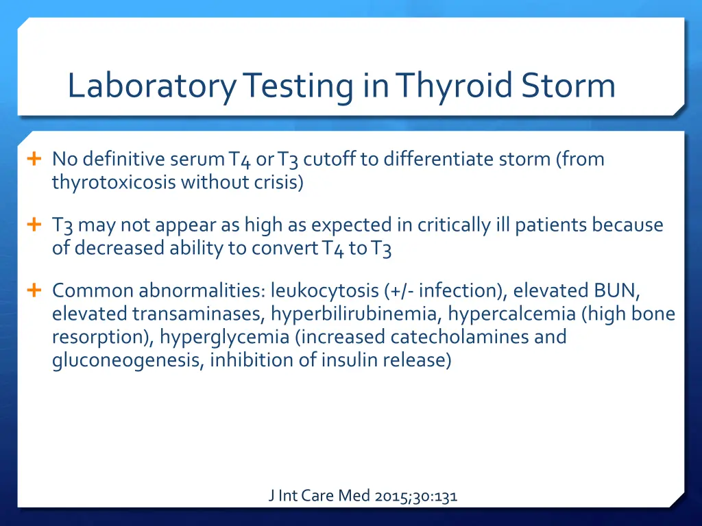 laboratory testing in thyroid storm