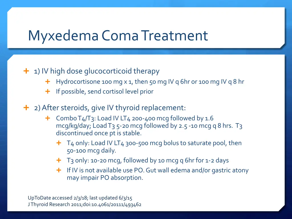 myxedema coma treatment