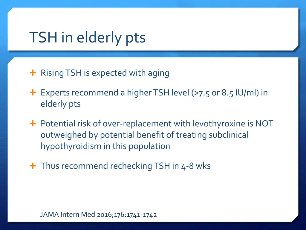 tsh in elderly pts