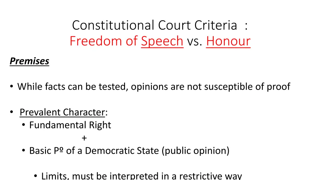 constitutional court criteria freedom of speech