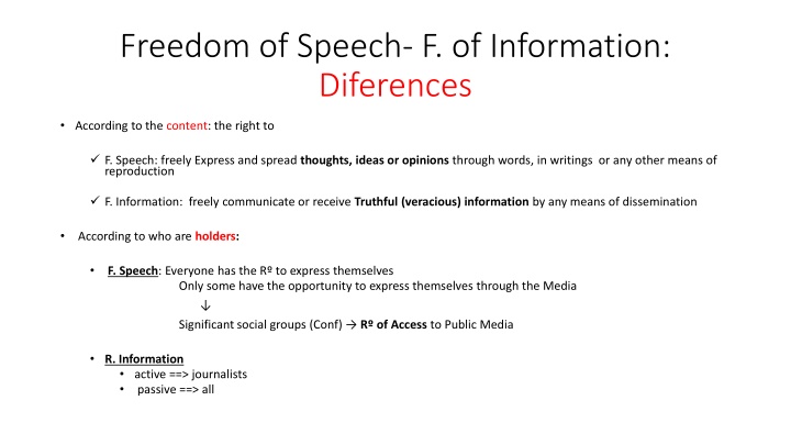 freedom of speech f of information diferences