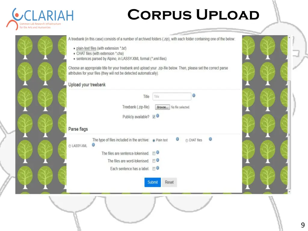 corpus upload