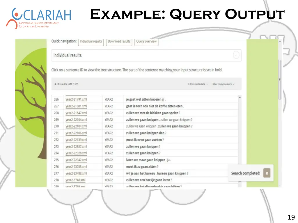 example query output