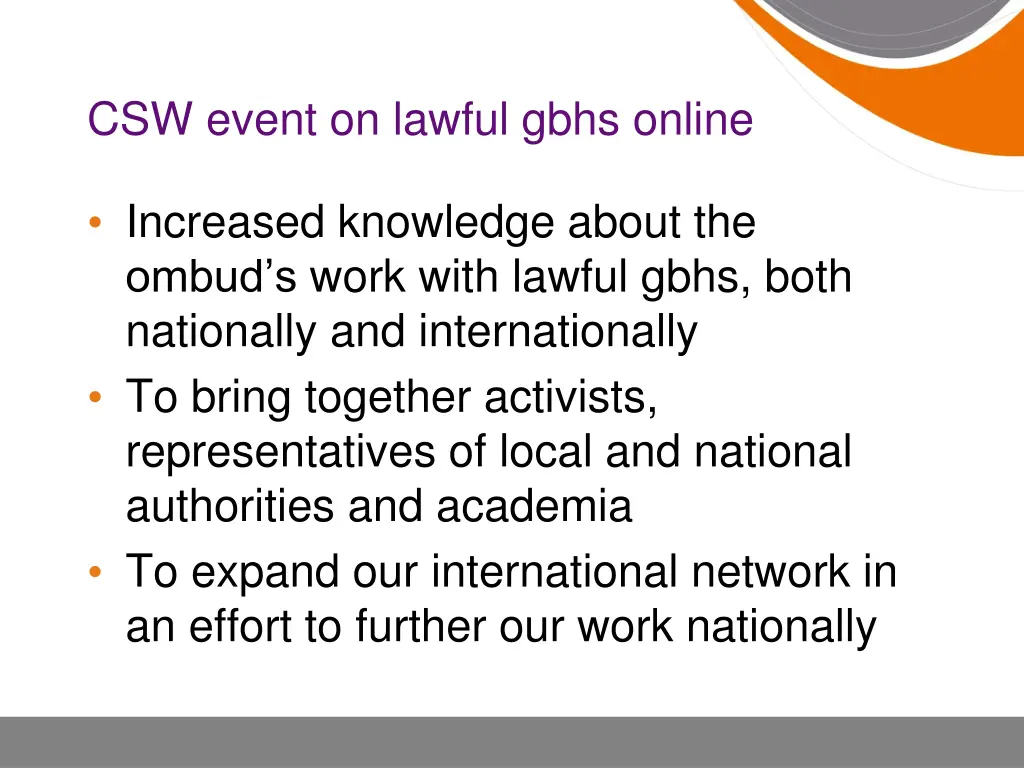 csw event on lawful gbhs online