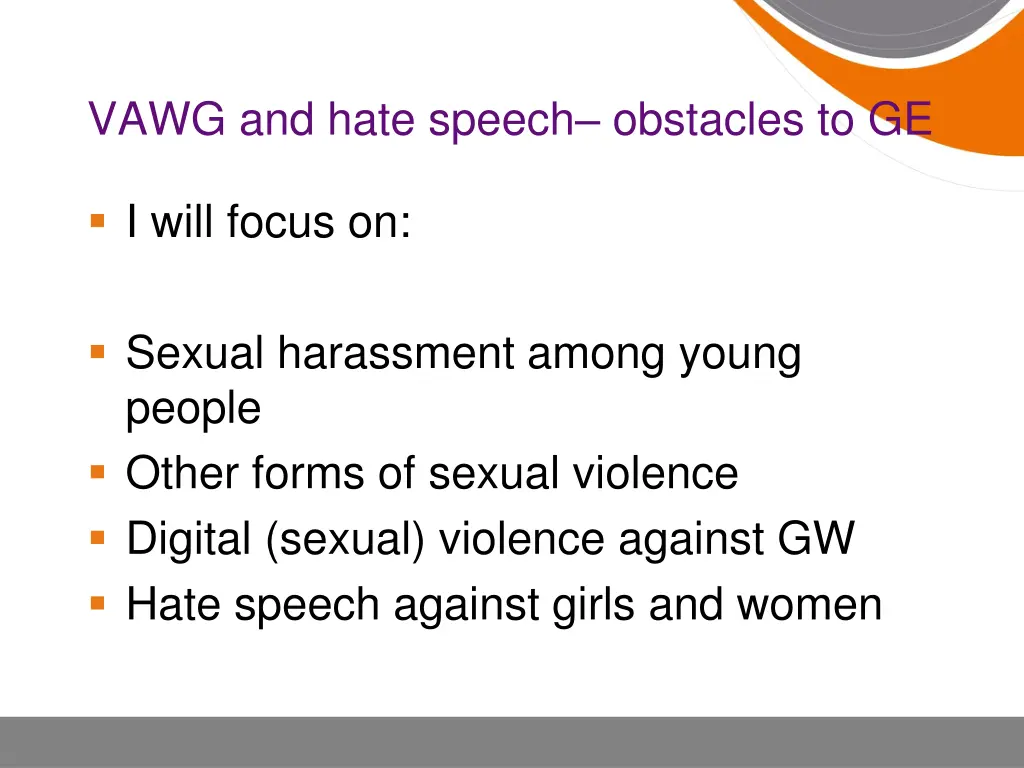 vawg and hate speech obstacles to ge