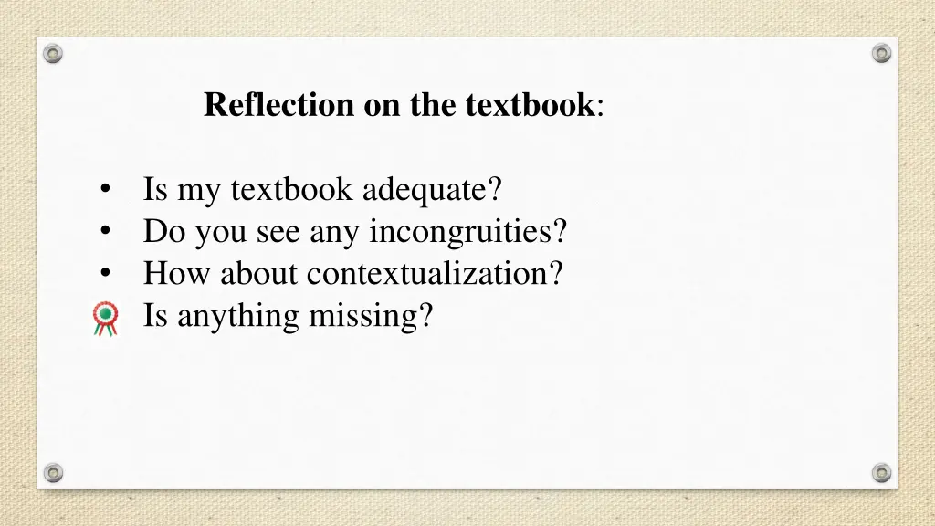 reflection on the textbook