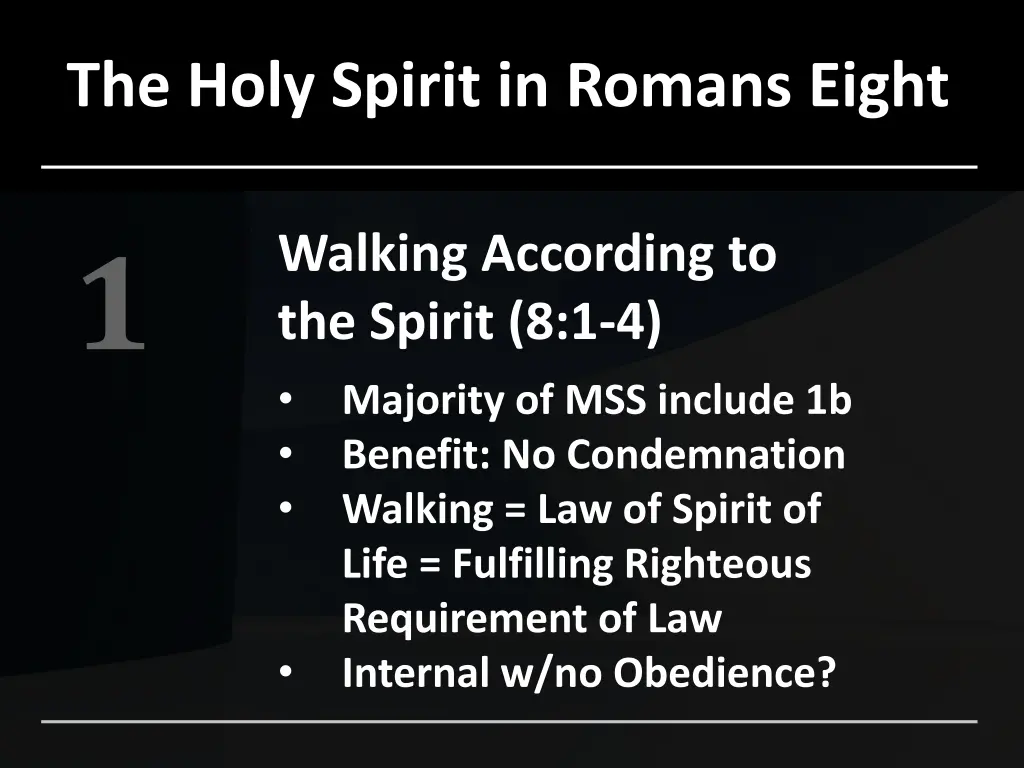 the holy spirit in romans eight 1