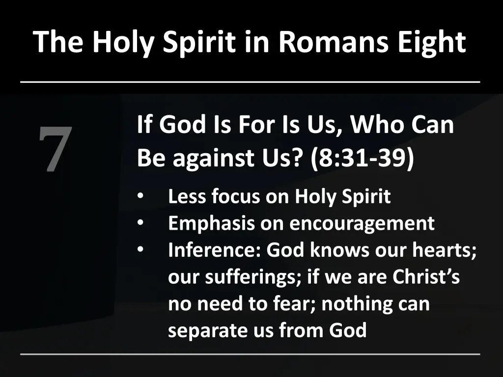 the holy spirit in romans eight 7