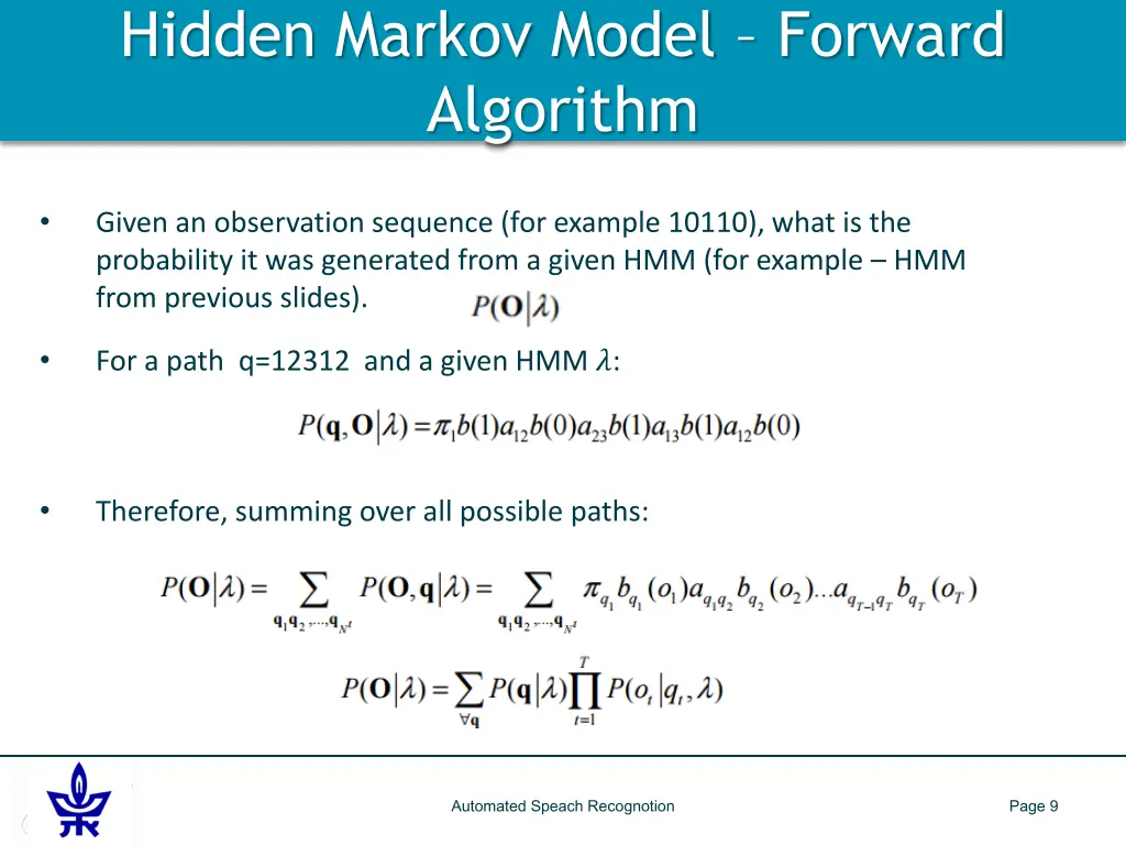 hidden markov model forward algorithm