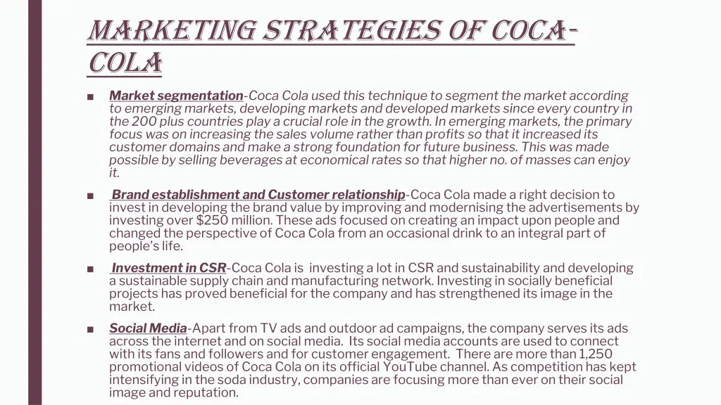 marketing strategies of coca cola