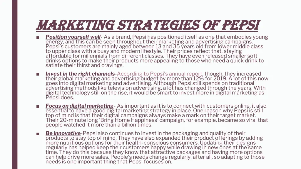 marketing strategies of pepsi marketing