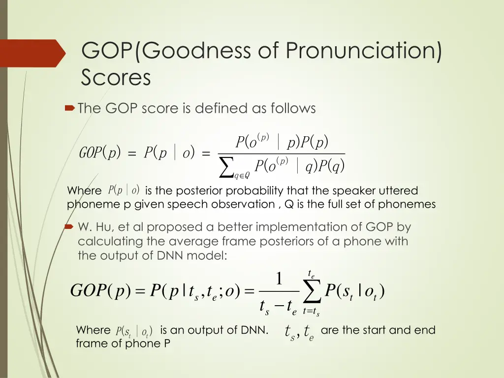 gop goodness of pronunciation scores