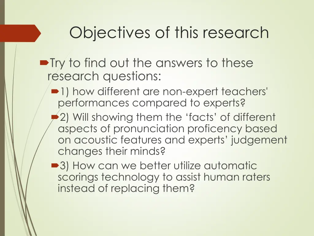 objectives of this research