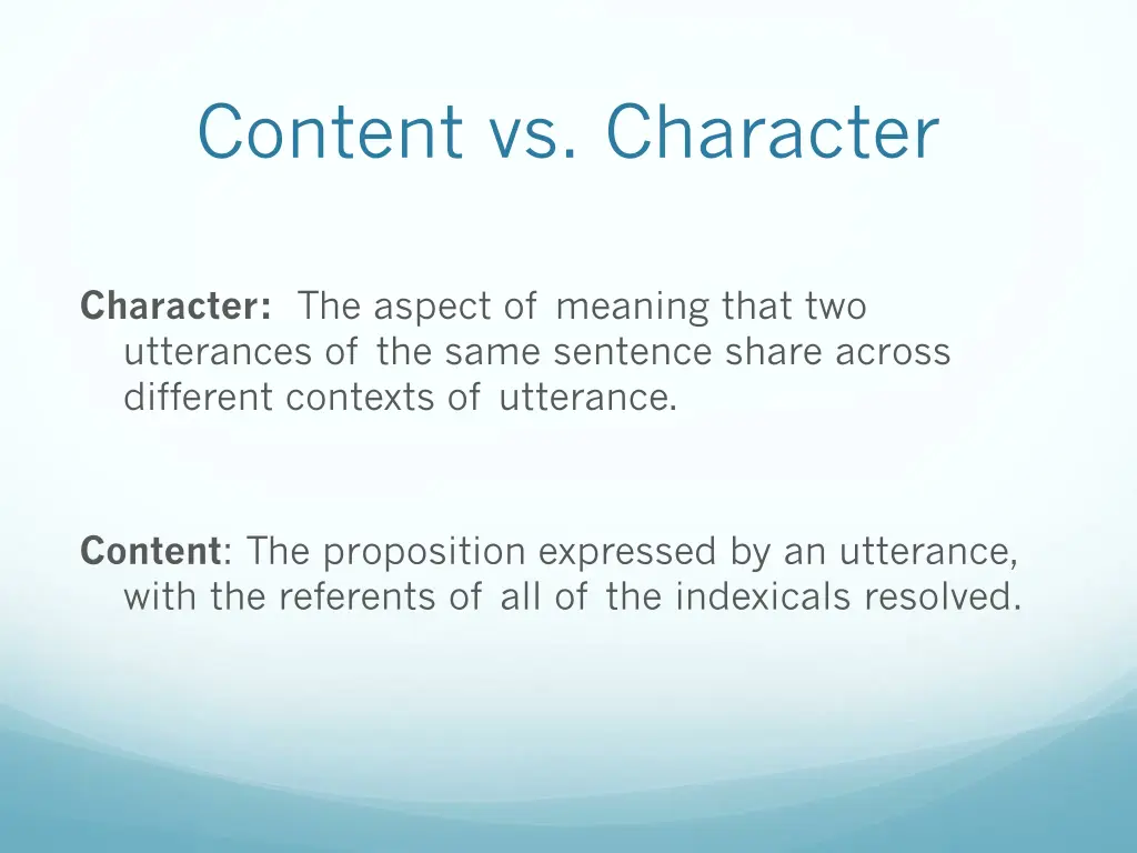 content vs character