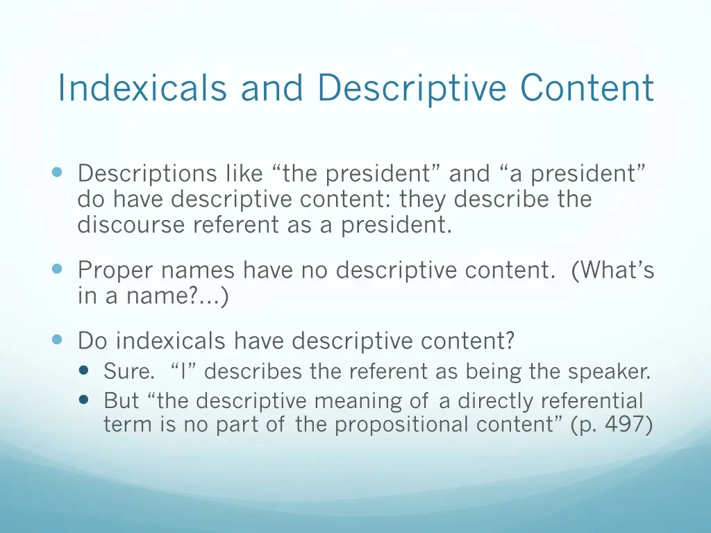 indexicals and descriptive content