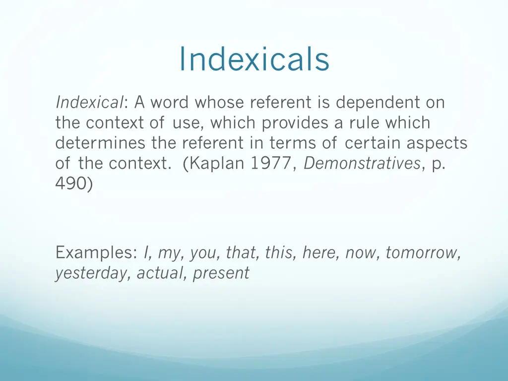 indexicals