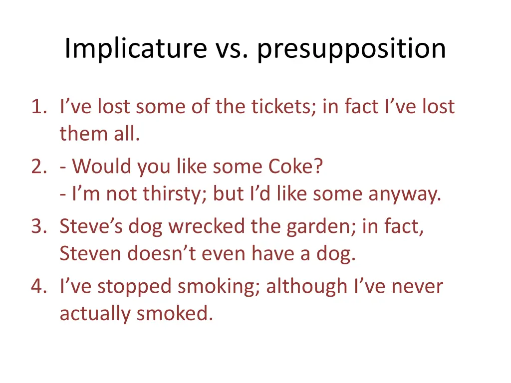 implicature vs presupposition