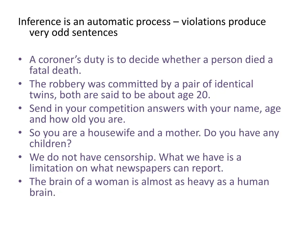 inference is an automatic process violations