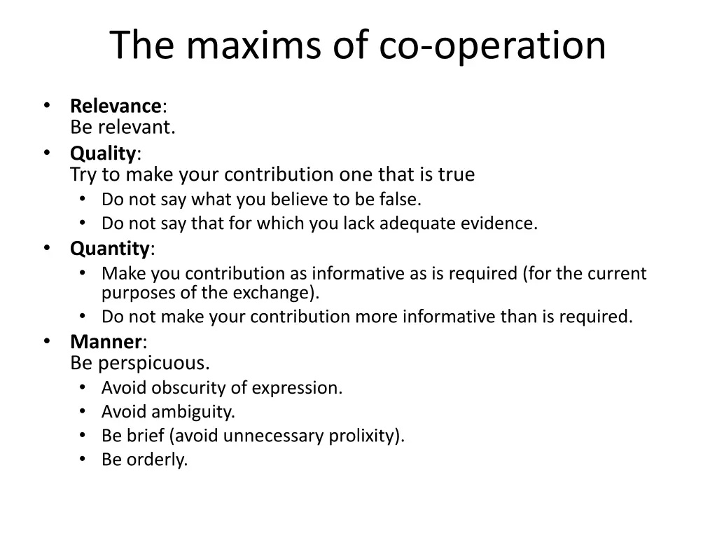 the maxims of co operation