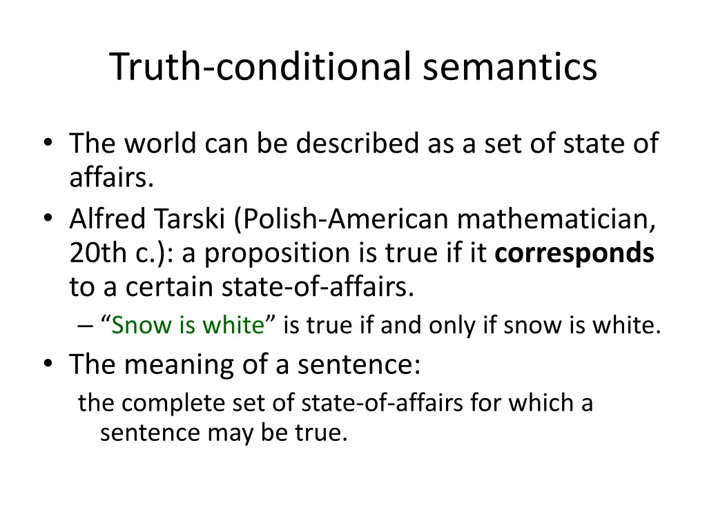 truth conditional semantics