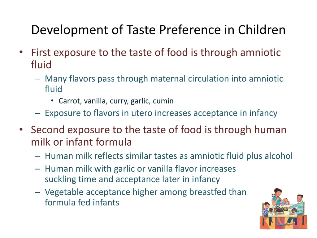 development of taste preference in children