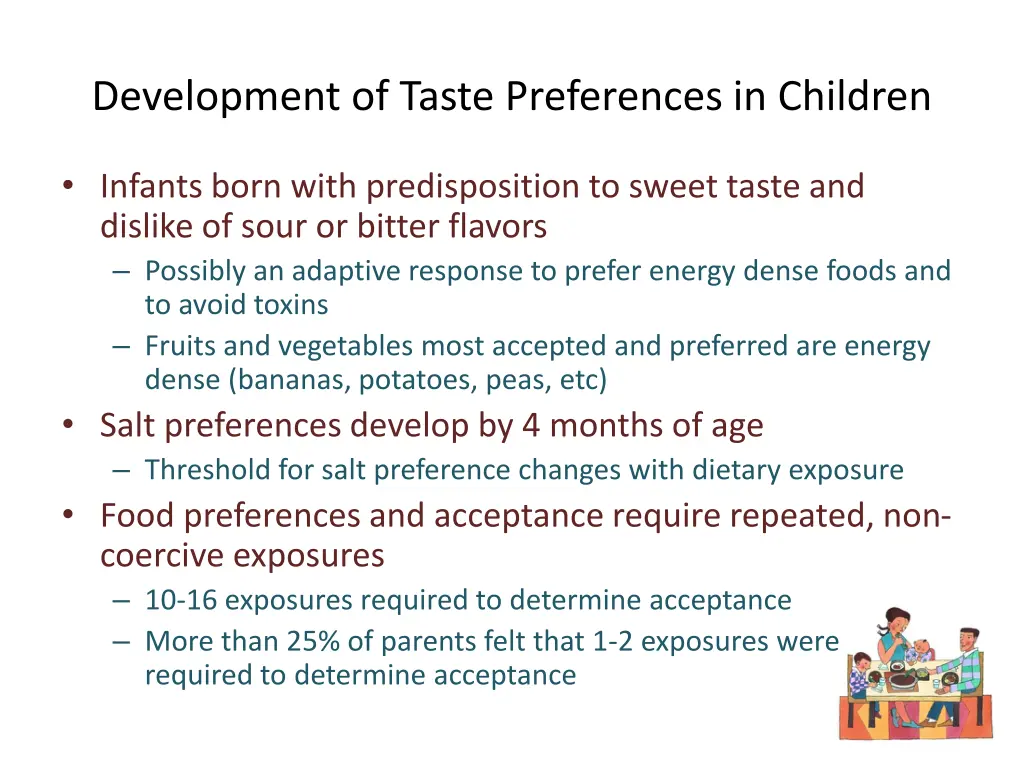 development of taste preferences in children