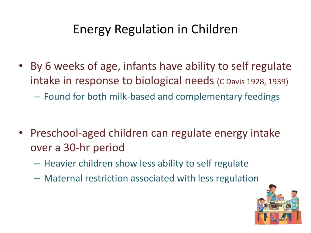 energy regulation in children