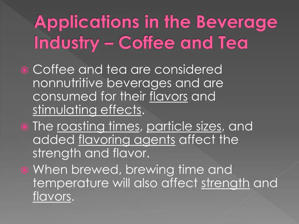 applications in the beverage industry coffee