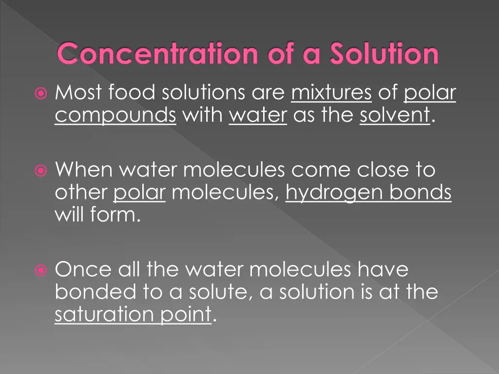 concentration of a solution most food solutions