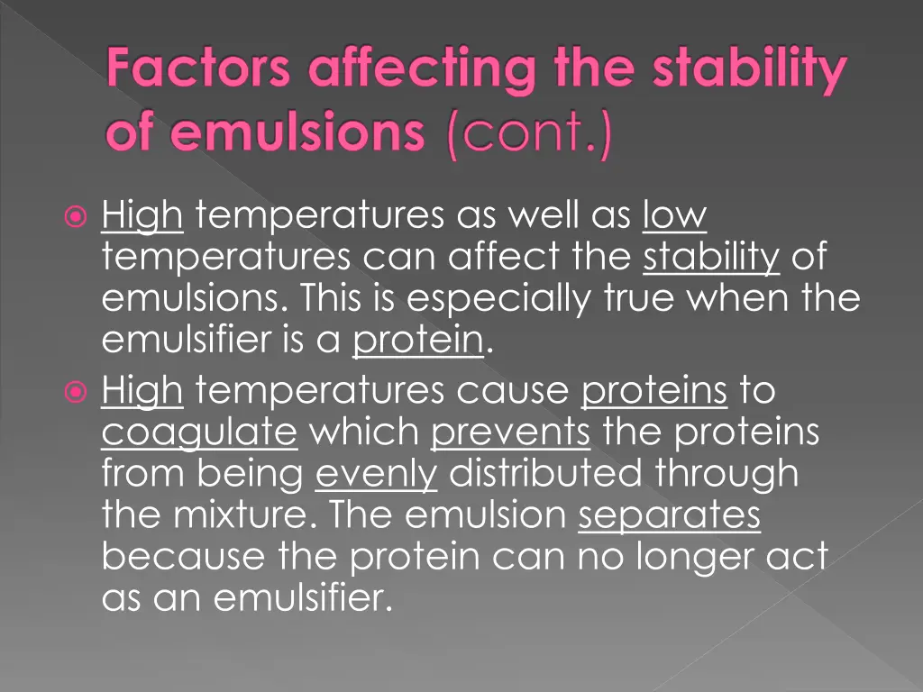 factors affecting the stability of emulsions cont 1