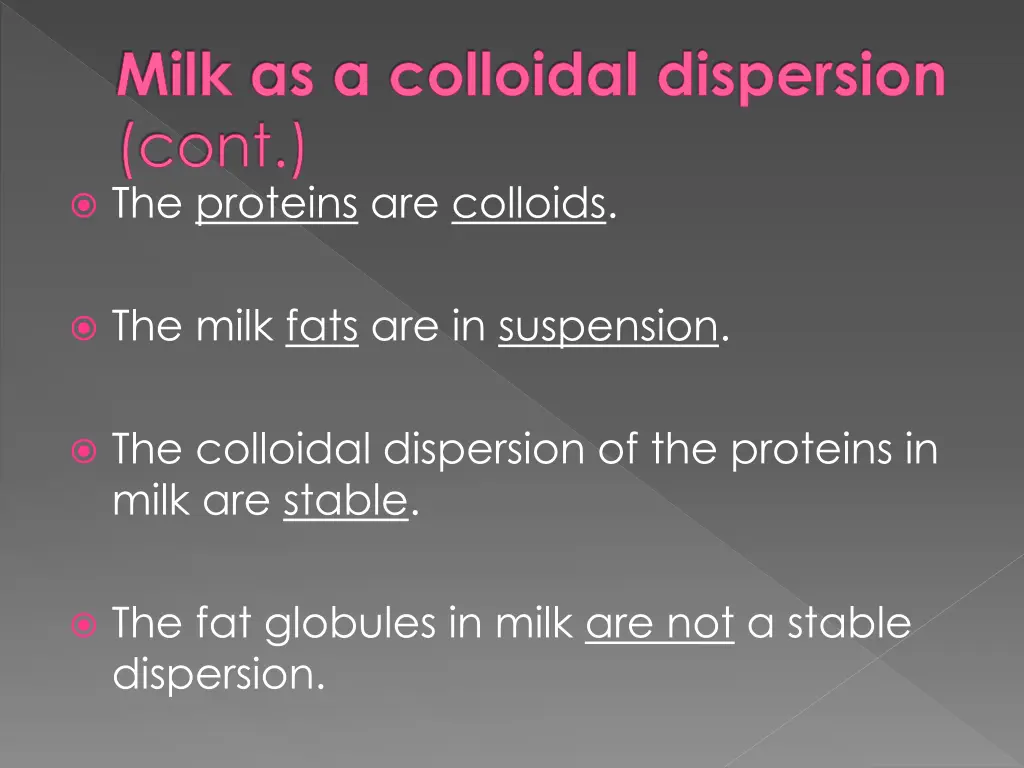 milk as a colloidal dispersion cont the proteins