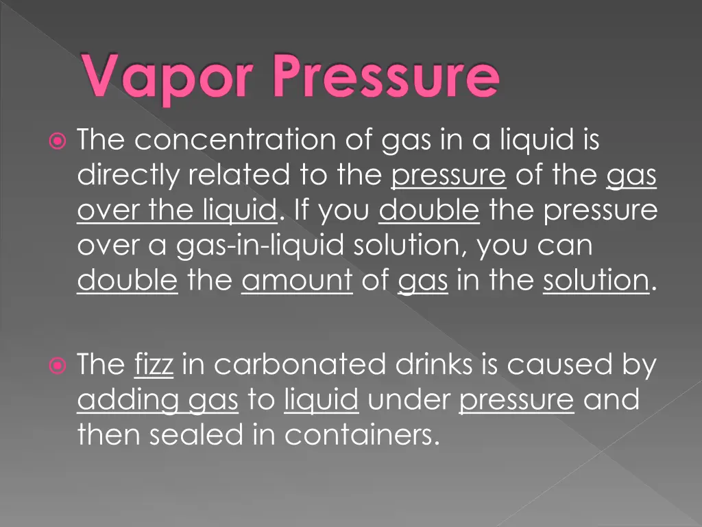 vapor pressure the concentration