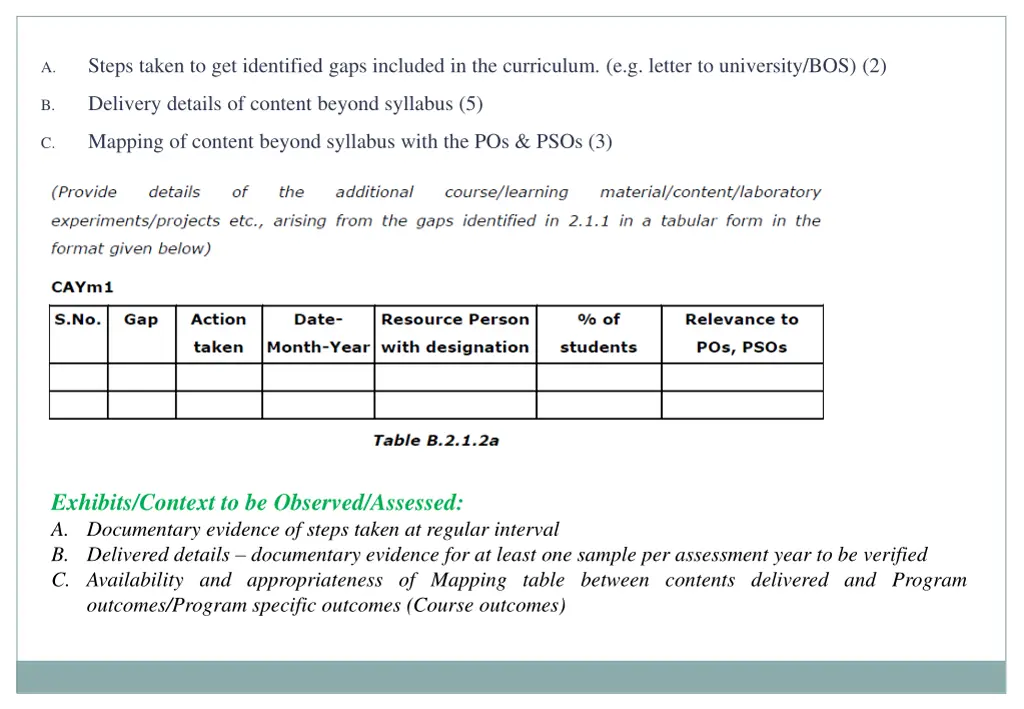 steps taken to get identified gaps included