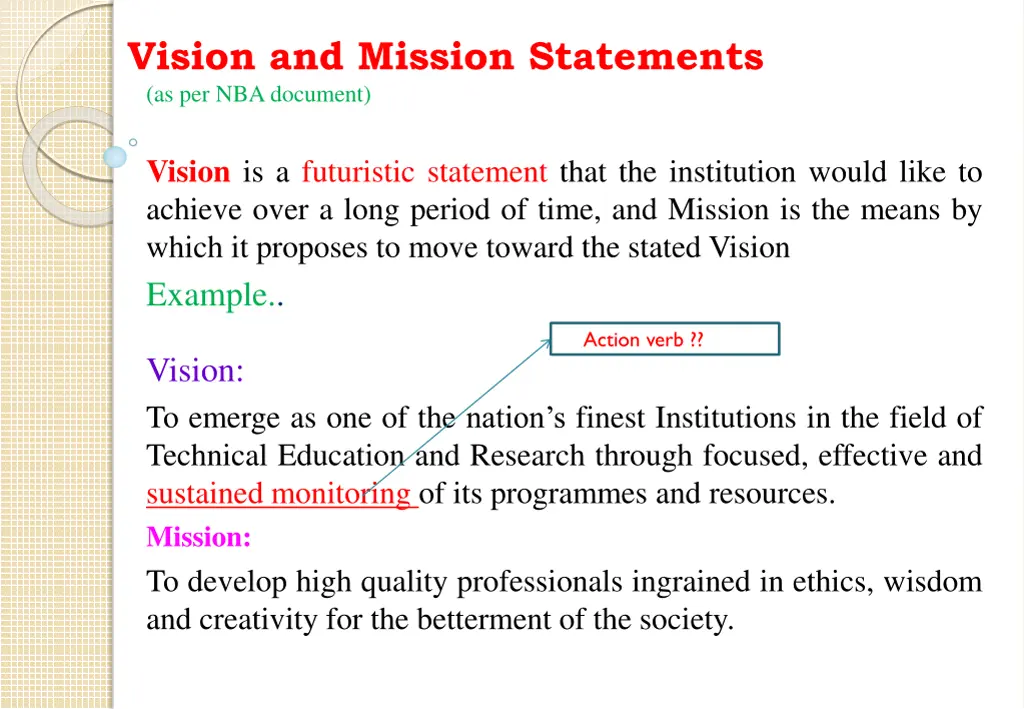 vision and mission statements as per nbadocument