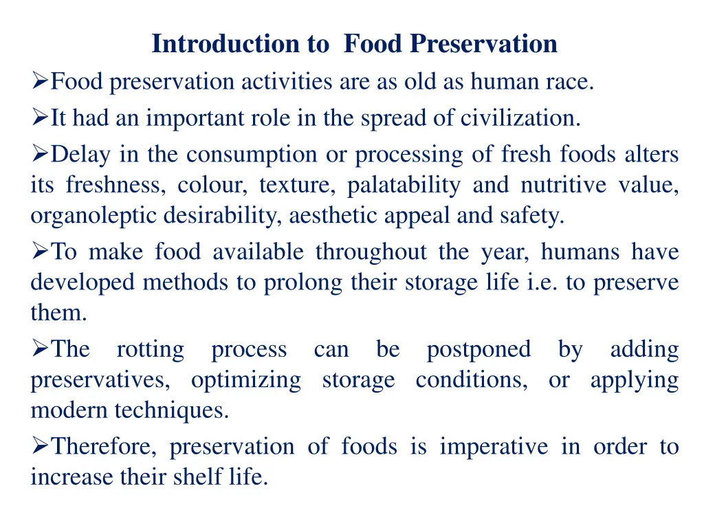 introduction to food preservation food