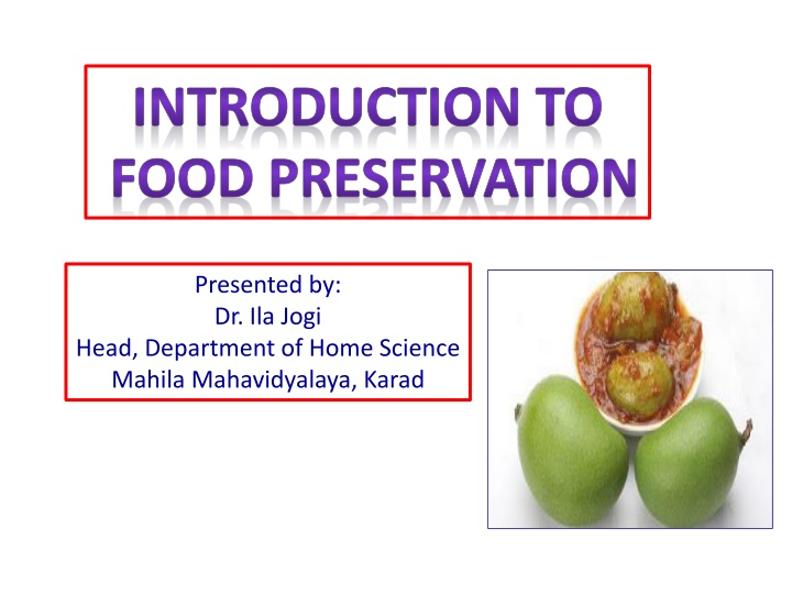 introduction to food preservation