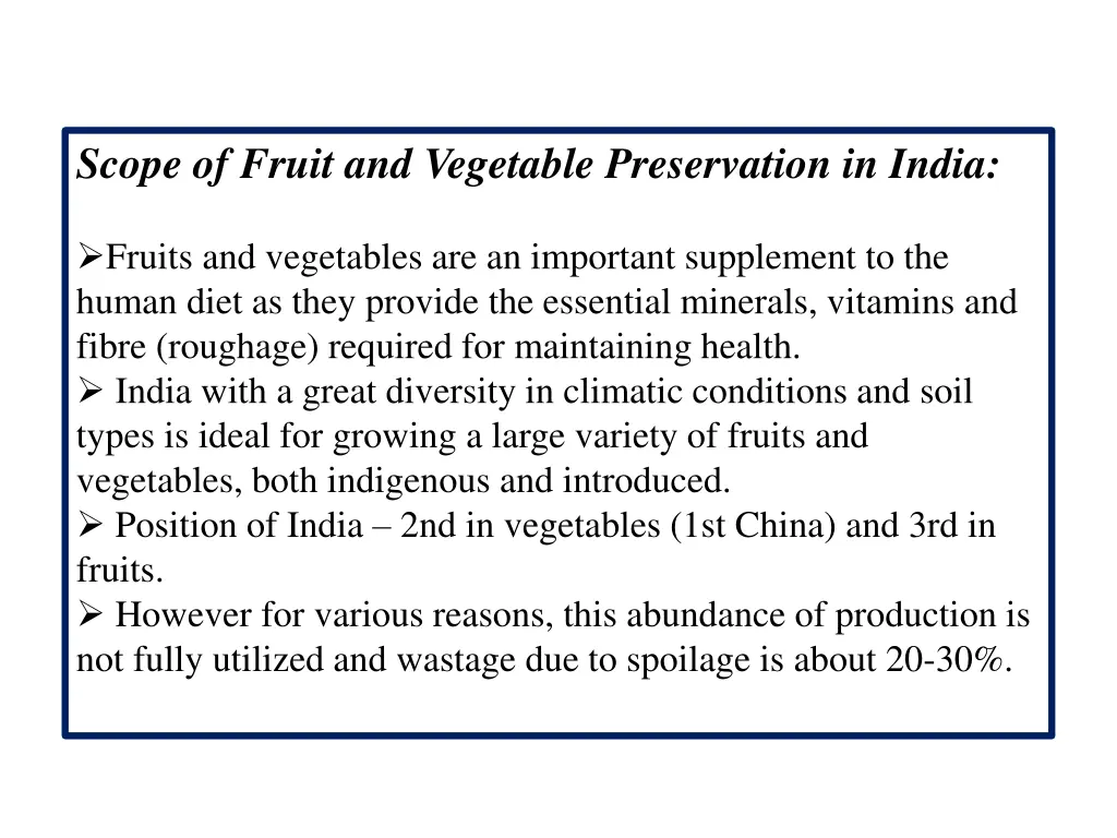 scope of fruit and vegetable preservation in india